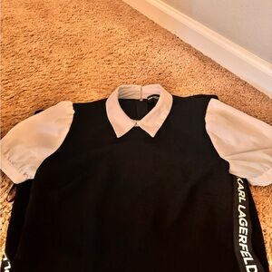 Karl Lagerfeld Black and White Blouse with Classic Silhouette